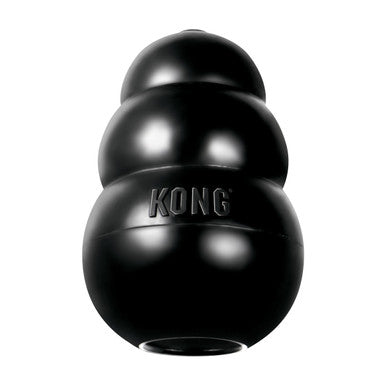 Heavy-duty black rubber chew toy for power chewers